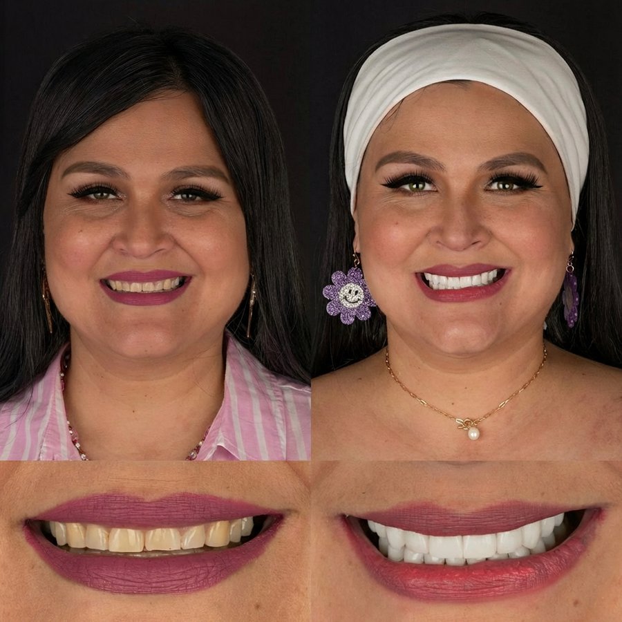 Smile design with porcelain veneers.