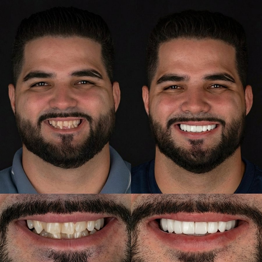 Smile design with porcelain veneers.
