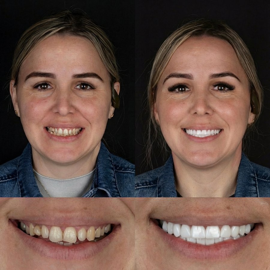 Smile design with porcelain veneers.