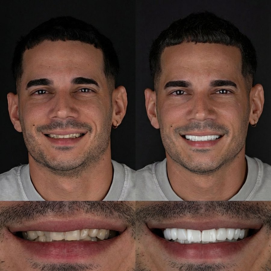 Smile design with porcelain veneers.