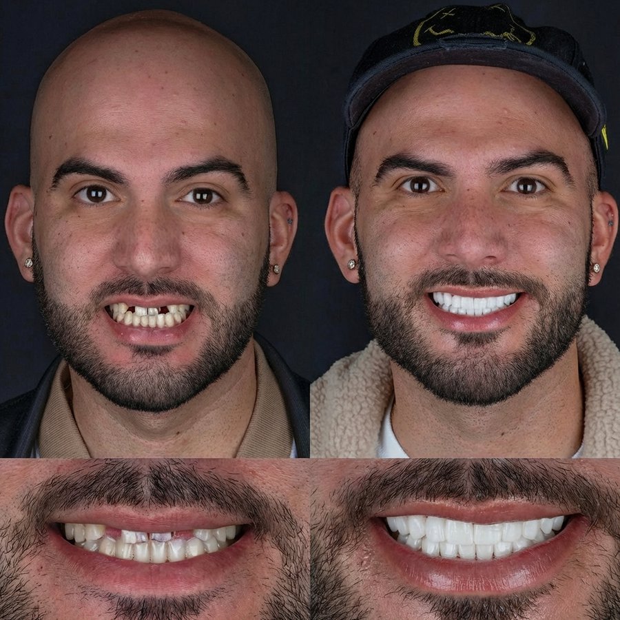 Smile design with Porcelain Veneers and Bridges