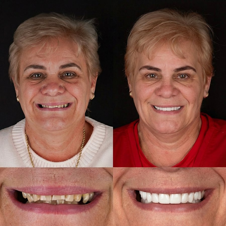 Smile design with Porcelain Veneers + Implants