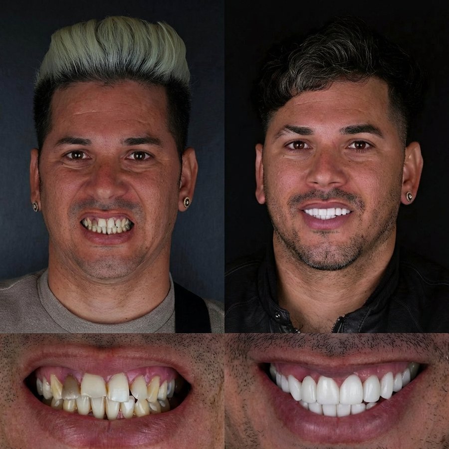 Smile design with Porcelain Veneers and Implant