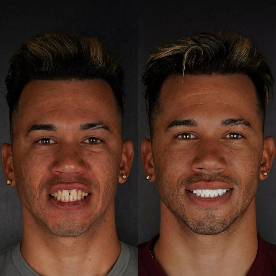 Smile design with Porcelain Veneers and Implant