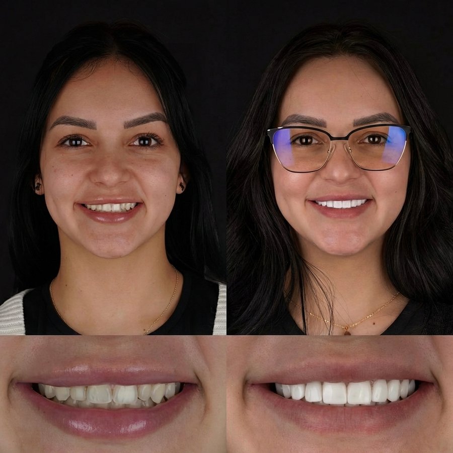 Smile Design with Porcelain Veneers and Implant