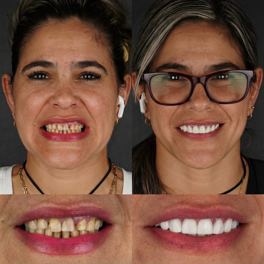 Smile design with Porcelain Veneers and Crowns