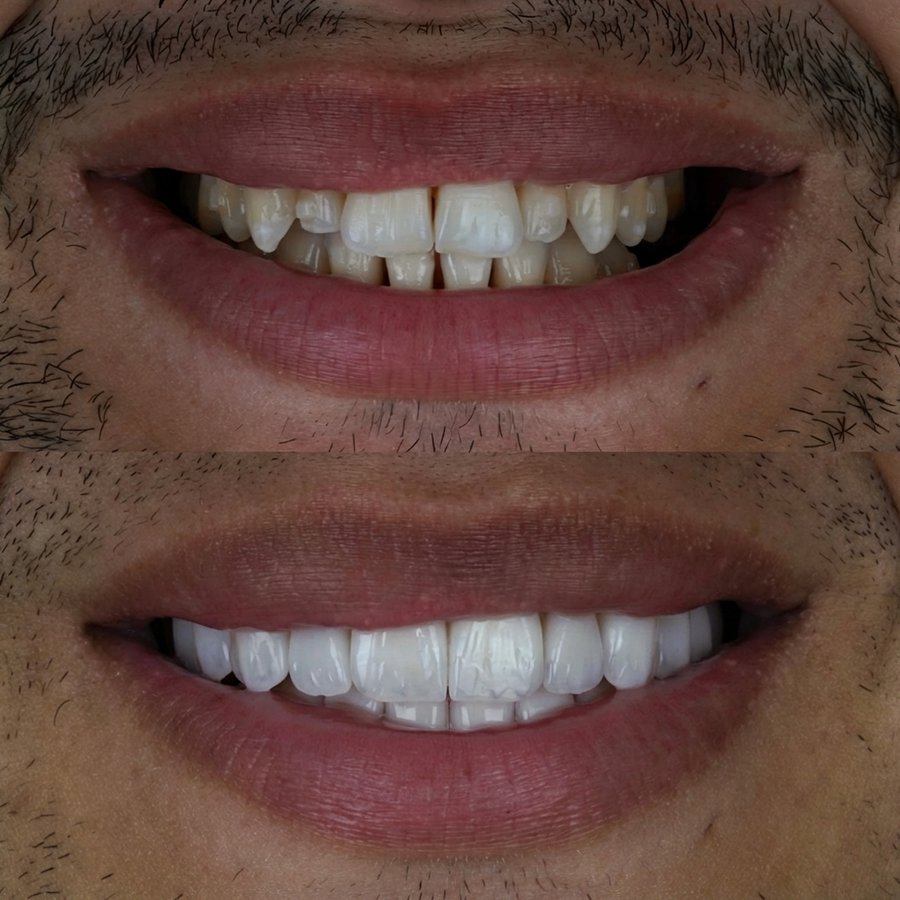 Smile design with Porcelain Veneers and Clear Aligners