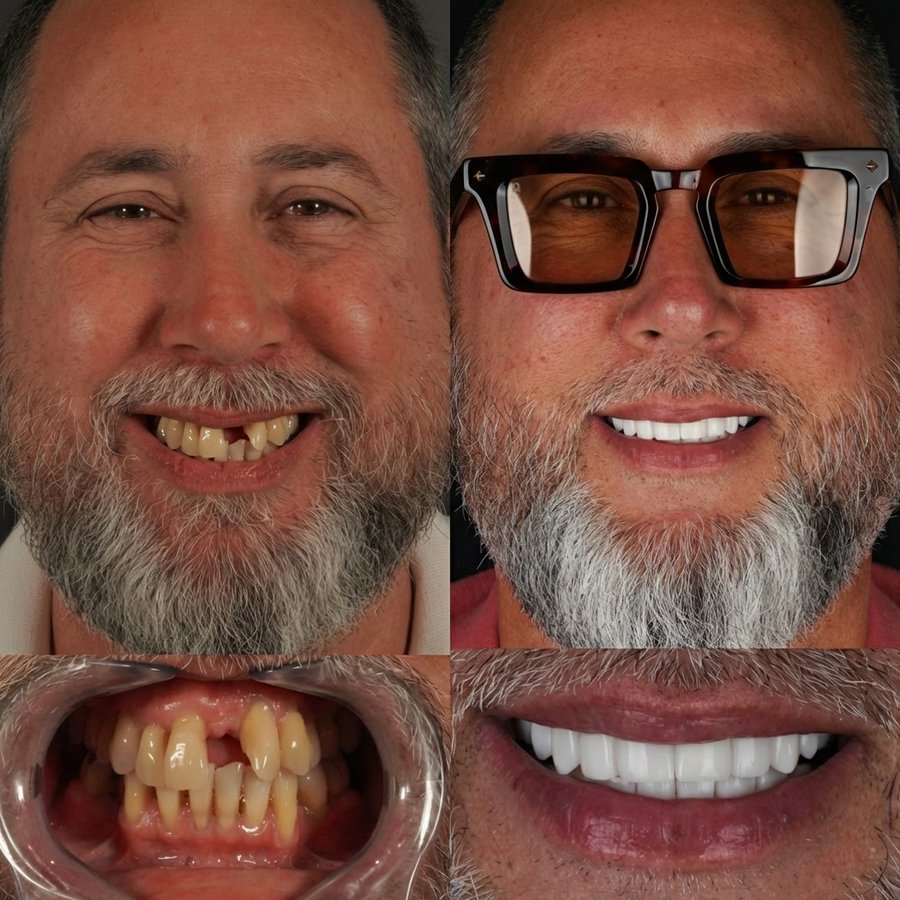 Smile design with Porcelain Veneers and Dental Implant