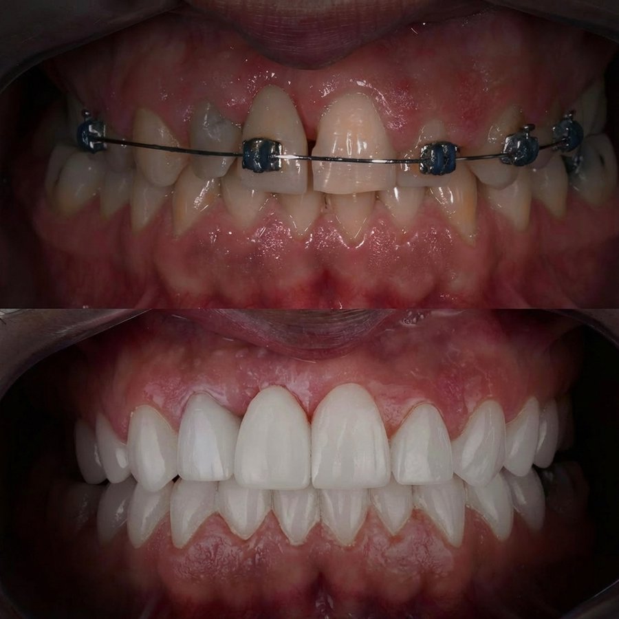 Smile design with Porcelain Veneers and Crown