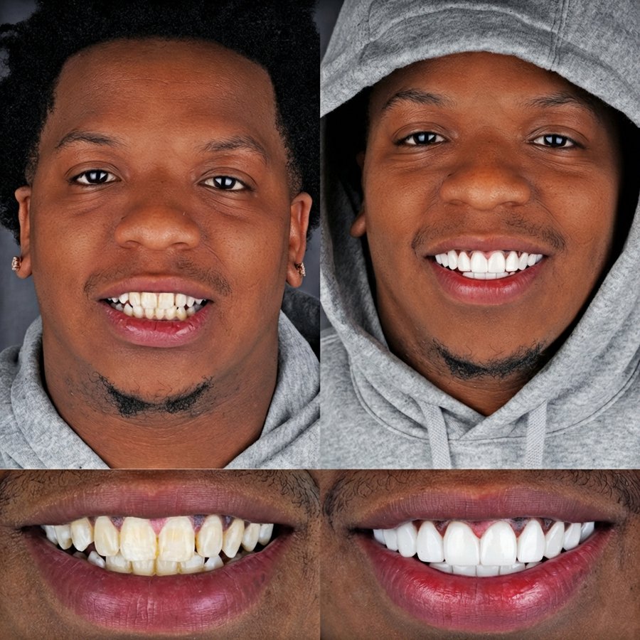 Smile Design with Porcelain Veneers (10 Upper and 10 Lower arch)