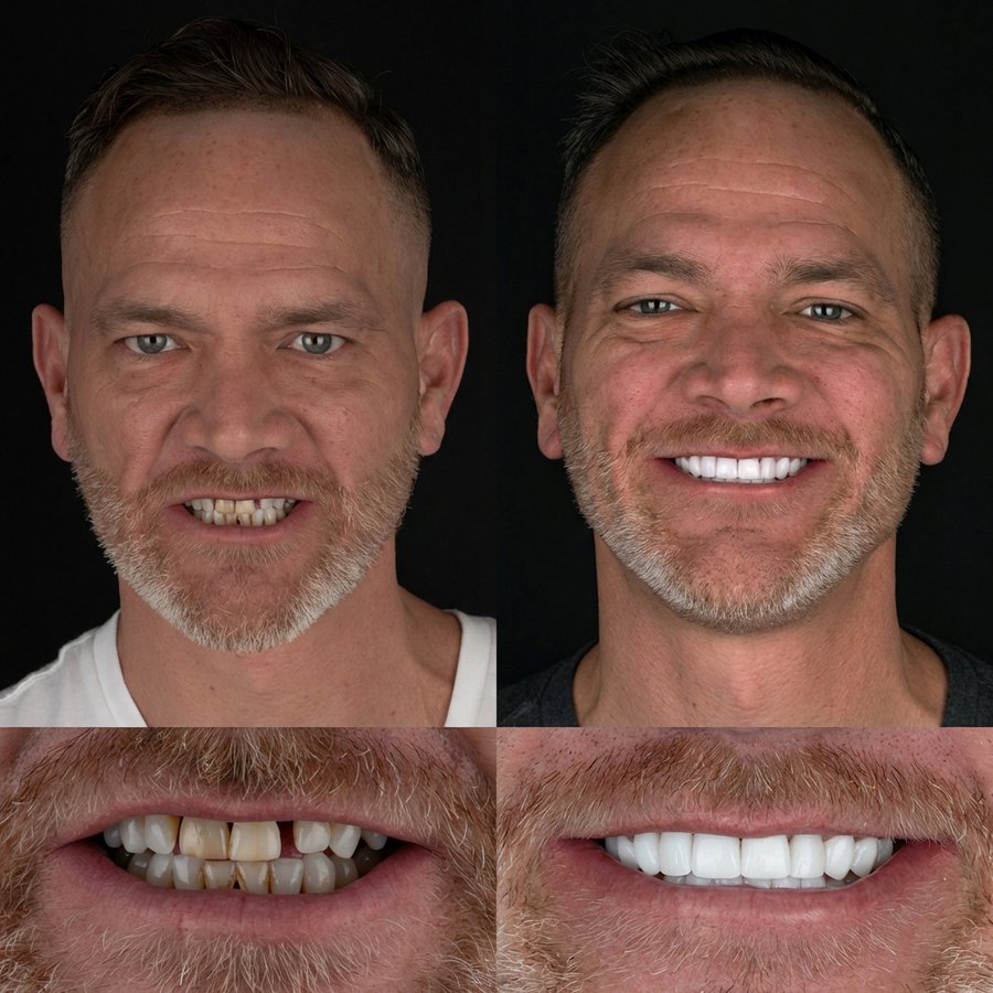 Smile Design with Porcelain Veneers (10 Upper and 10 Lower arch).