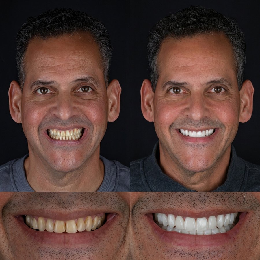 Smile Design with Porcelain Veneers (10 Upper and 10 Lower arches).