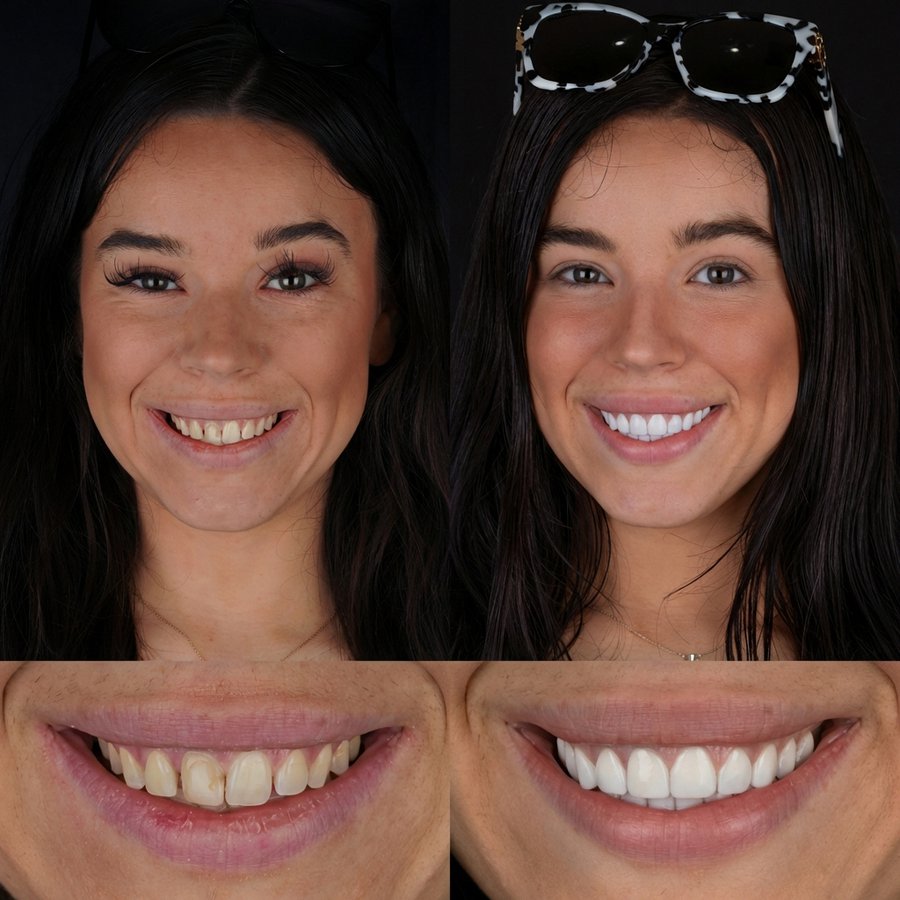 SMile design with porcelain veneers.